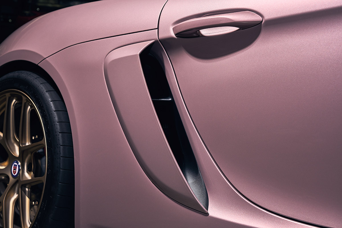 Pink Paradox: The cheery berry exterior masks this Spyder's gut