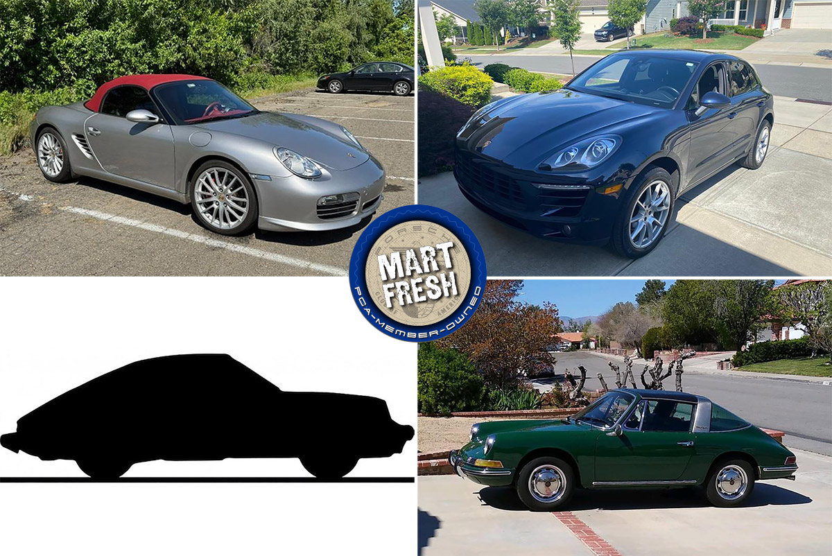 1968 Porsche 912 Targa, 1989 928 GT, 2008 Boxster RS 60 Spyder, and 2017 Macan | Mart Fresh