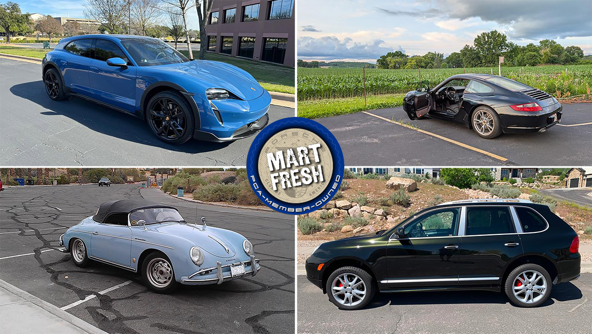 1958 Porsche 356 Speedster, 2005 911 Carrera, 2006 Cayenne Turbo, or 2022 Taycan 4 Cross Turismo? | Mart Fresh