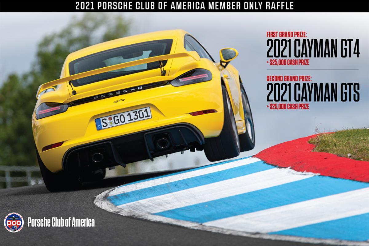 Enter The Spring 21 Member Only Raffle For A Chance To Win A Porsche 718 Cayman Gt4 Or 718 Cayman Gts 4 0 The Porsche Club Of America