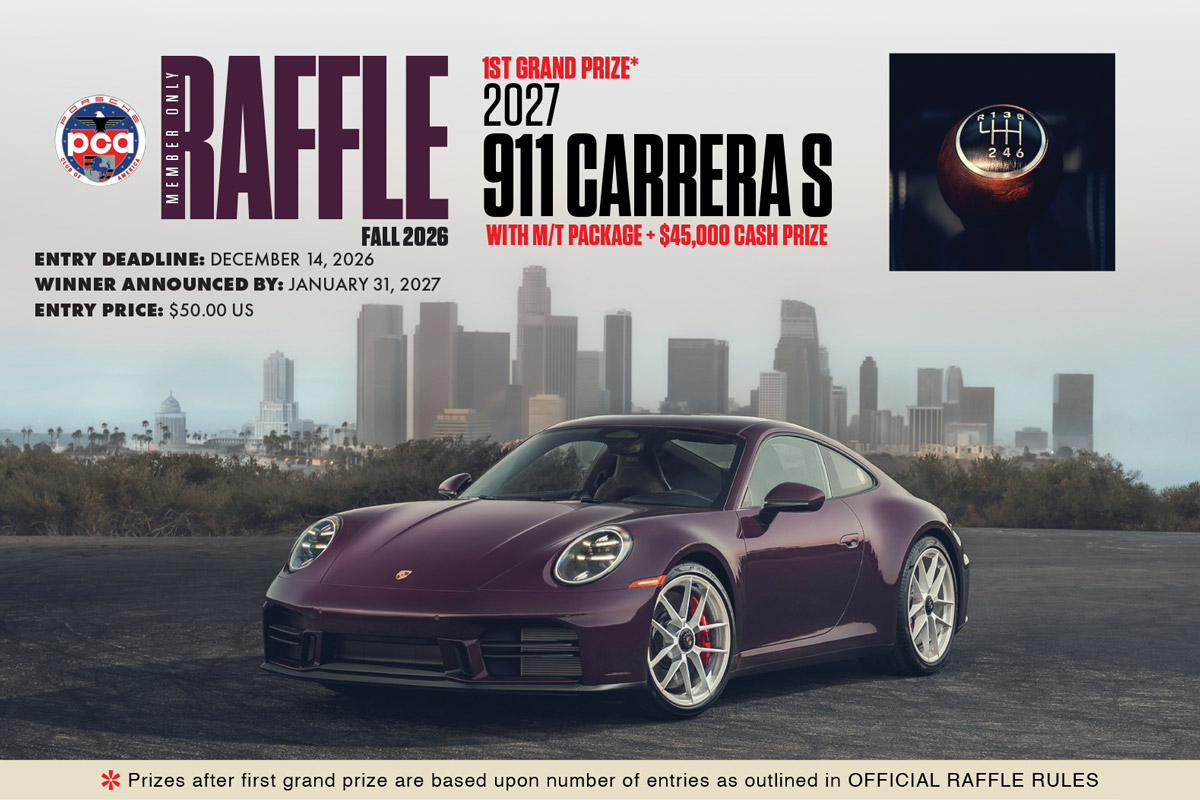 Enter the Fall 2026 Member Only Raffle and you could win a Carrera S with M/T package!
